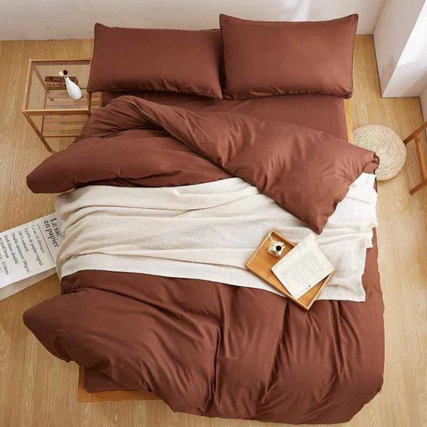 Plain Dyed Duvet Set - King (6 pcs) / Brown