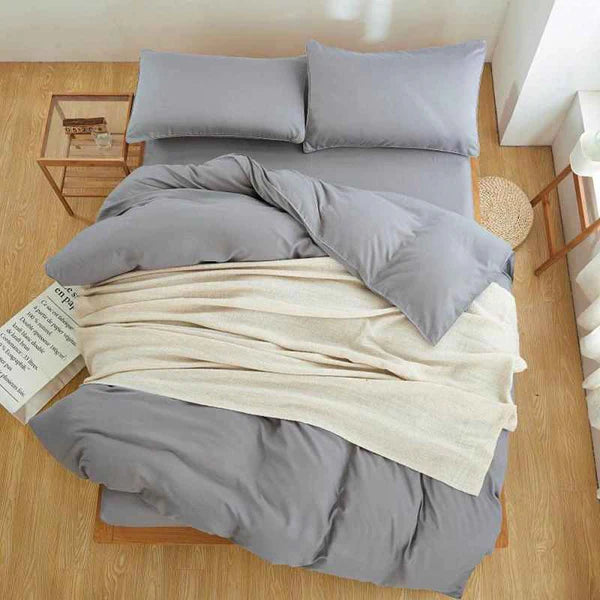 Plain Dyed Duvet Set - King (6 pcs) / Grey