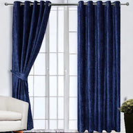 Plain Velvet Curtain - Blue