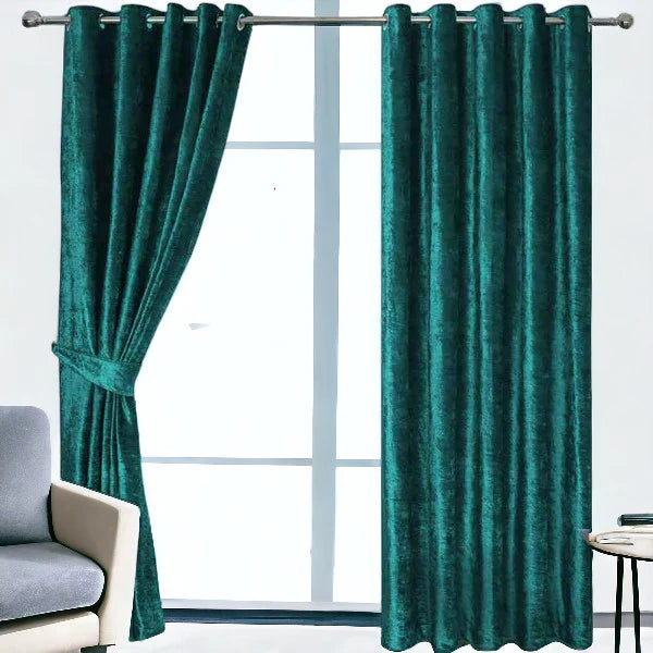 Plain Velvet Curtain - Teal