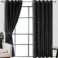 Plain Velvet Curtain - Black