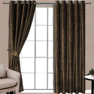 Plain Velvet Curtain - Brown