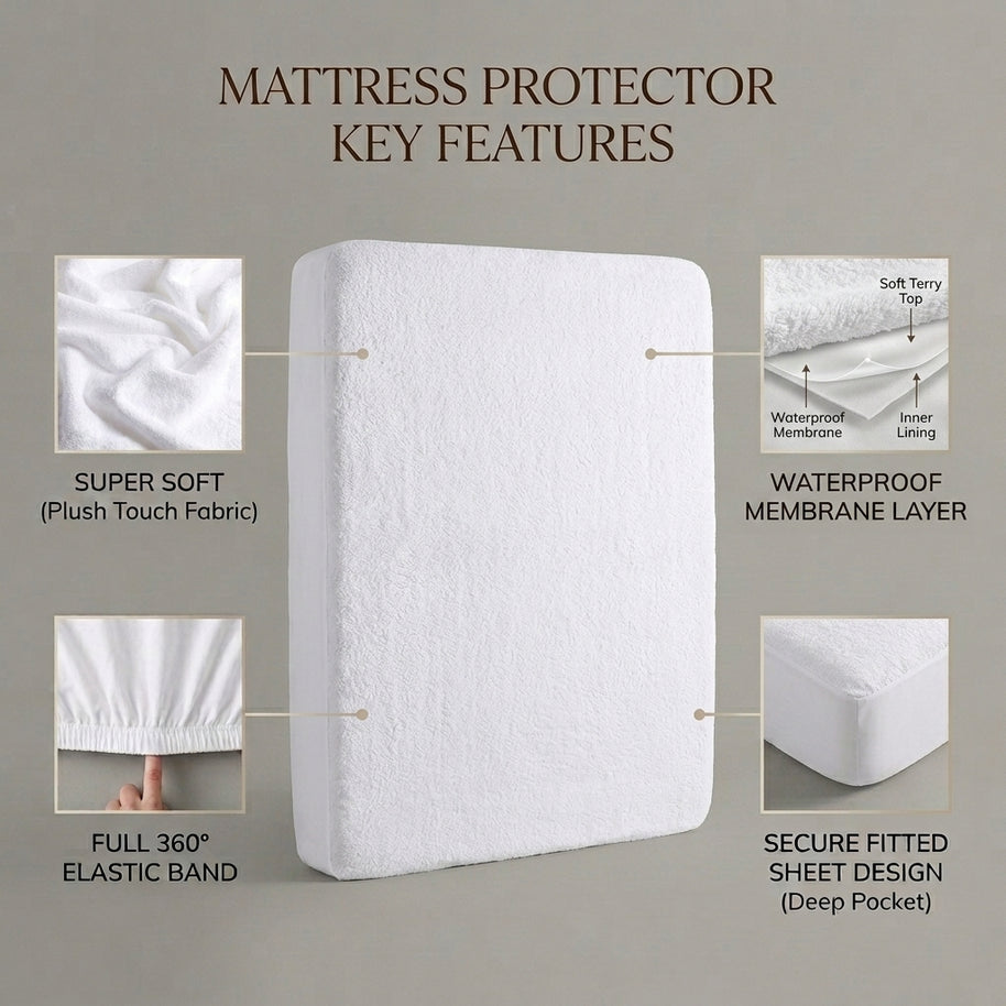 Terry waterproof mattress protector