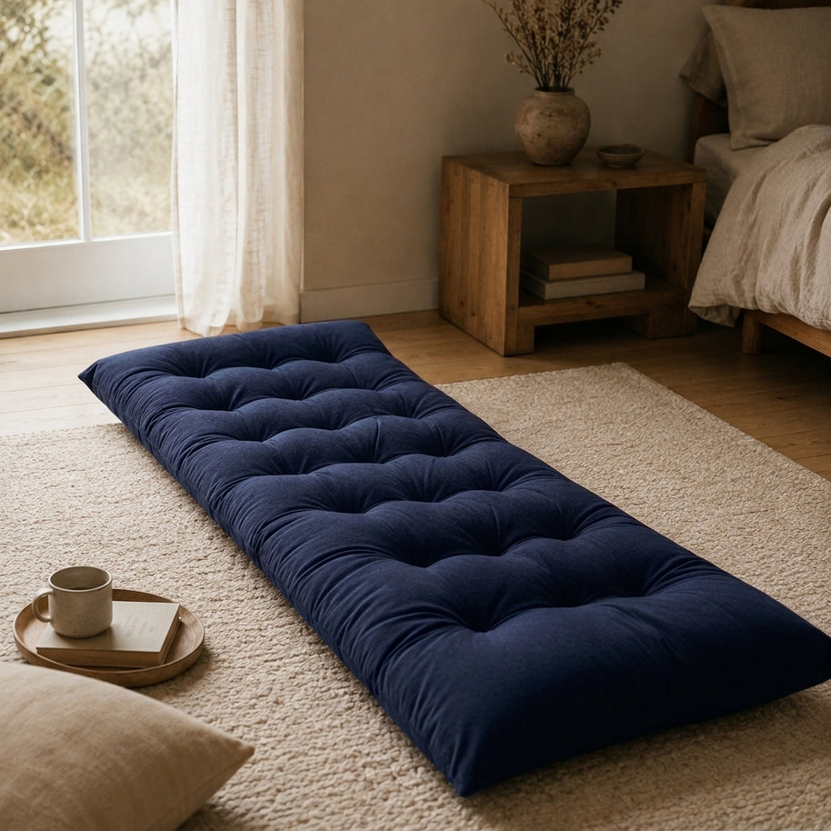 Velvet Floor Mattress - Navy blue