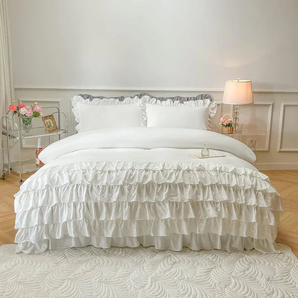 Ruffle Duvet Set - 3 pcs - White