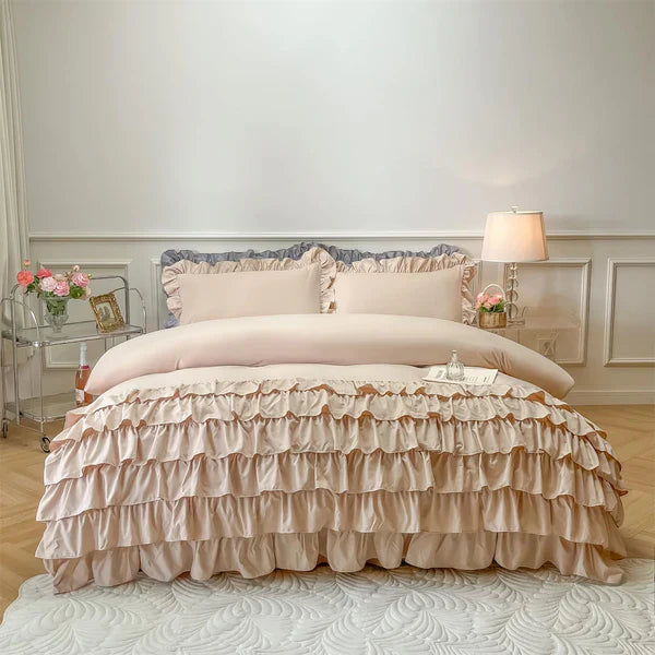 Ruffle Duvet Set - 3 pcs - Beige