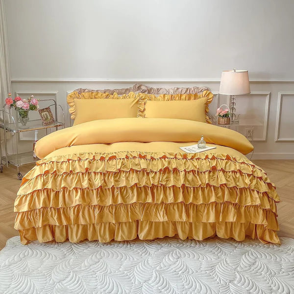 Ruffle Duvet Set - 3 pcs - Yellow
