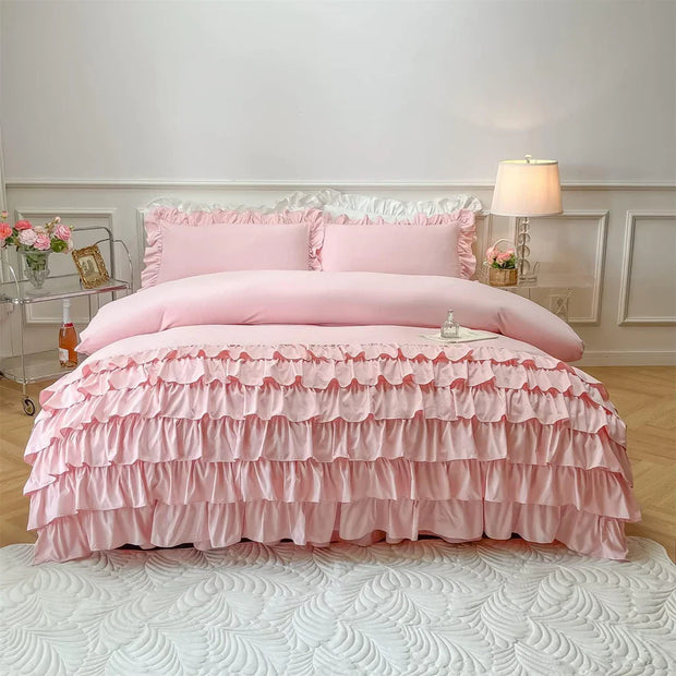 Ruffle Duvet Set - 3 pcs - Pink