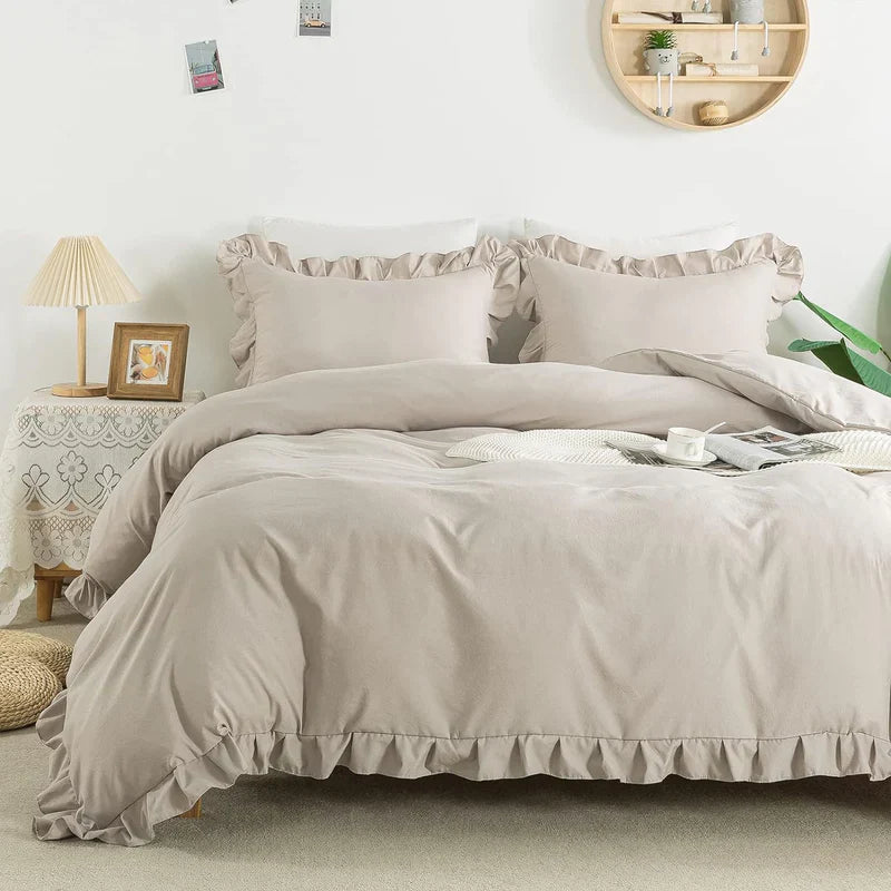 Ruffle Edge Duvet Set - 3 pcs - Skin