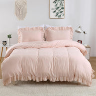 Ruffle Edge Duvet Set - 3 pcs - Pink