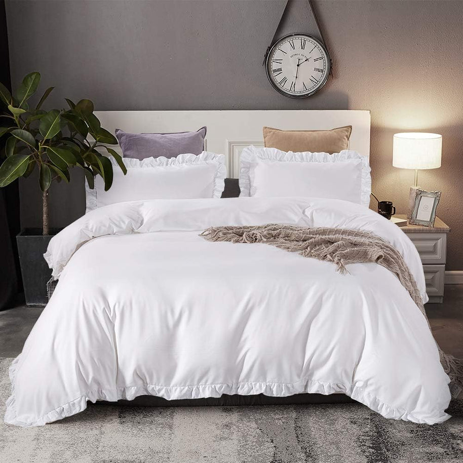 Ruffle Edge Duvet Set - 3 pcs - White