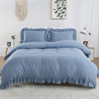 Ruffle Edge Duvet Set - 3 pcs - Sky Blue