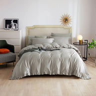 Ruffle Edge Duvet Set - 3 pcs - Grey