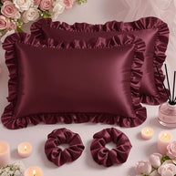 Sham Silk Pillow (Pack of 2) - Maroon / With Filling