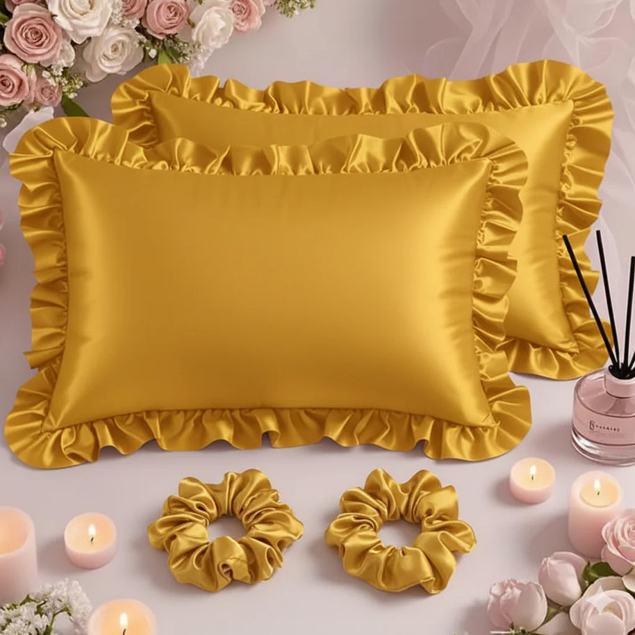 Sham Silk Pillow (Pack of 2) - Gold / With Filling