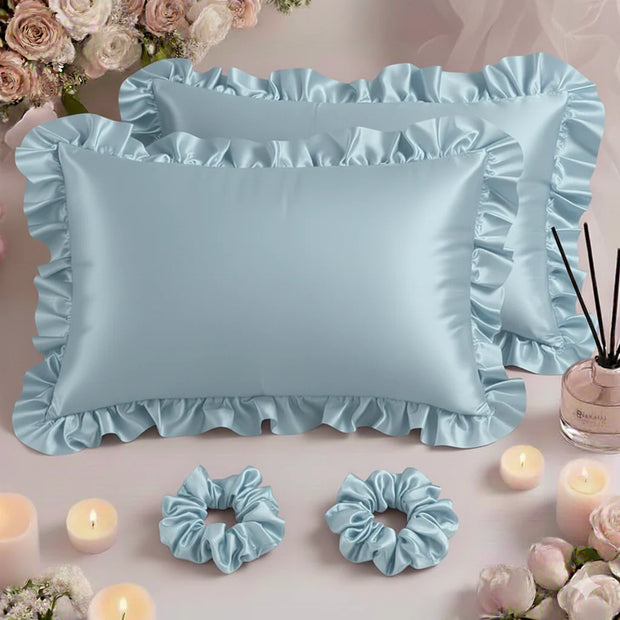 Sham Silk Pillow (Pack of 2) - Sky Blue / With Filling