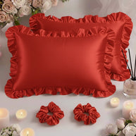 Sham Silk Pillow (Pack of 2) - Red / With Filling