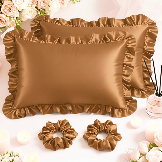 Sham Silk Pillow (Pack of 2) - Brown / With Filling