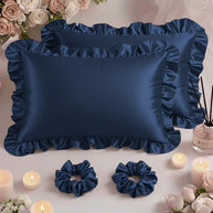 Sham Silk Pillow (Pack of 2) - Navy / With Filling