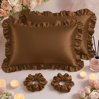 Sham Silk Pillow (Pack of 2) - Dark Brown / With Filling