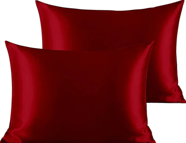 Shamoz Silk Pillow Case - Pair - Red