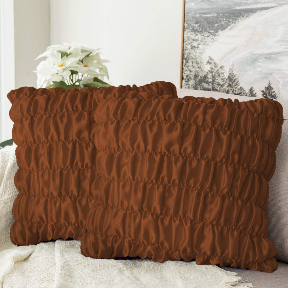 Soft Gather Cushion (Pair) - Brown / Cover only