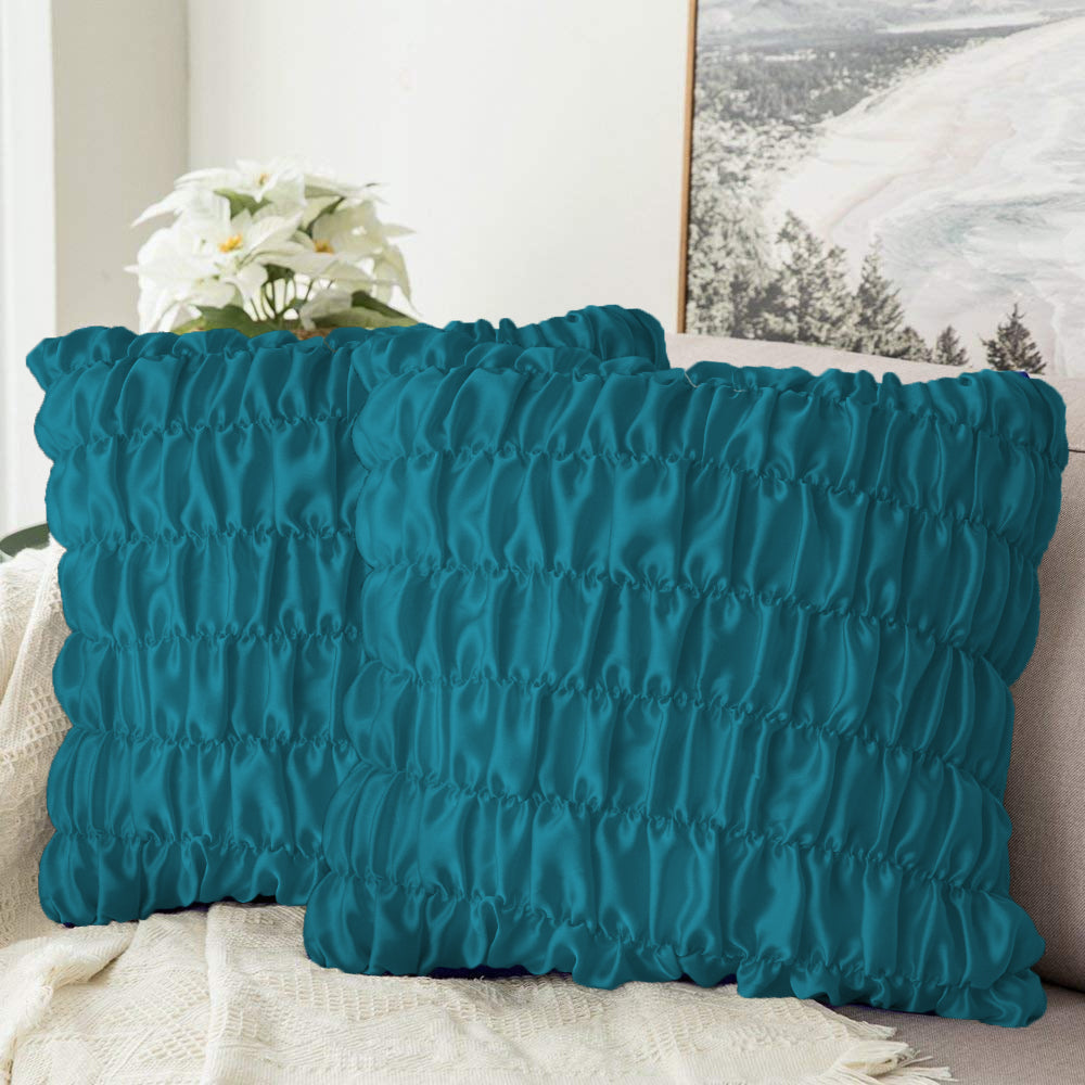 Soft Gather Cushion (Pair) - Teal / Cover only