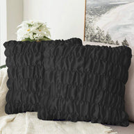 Soft Gather Cushion (Pair) - Black / Cover only