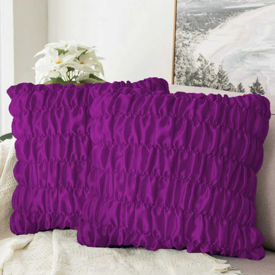 Soft Gather Cushion (Pair) - Purple / Cover only