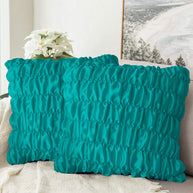 Soft Gather Cushion (Pair) - Cyan / Cover only