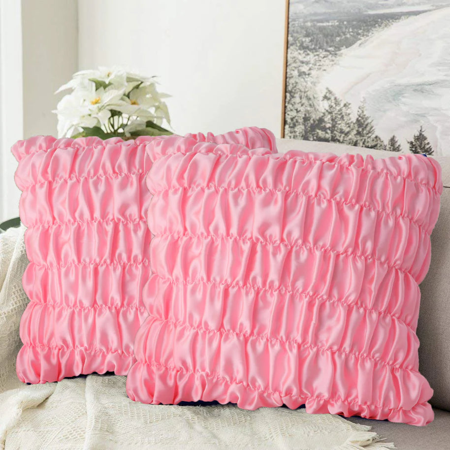 Soft Gather Cushion (Pair) - Pink / Cover only