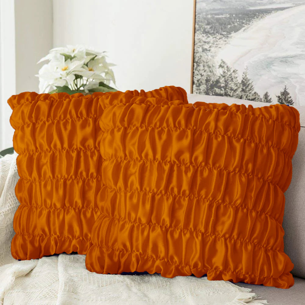 Soft Gather Cushion (Pair) - Orange / Cover only