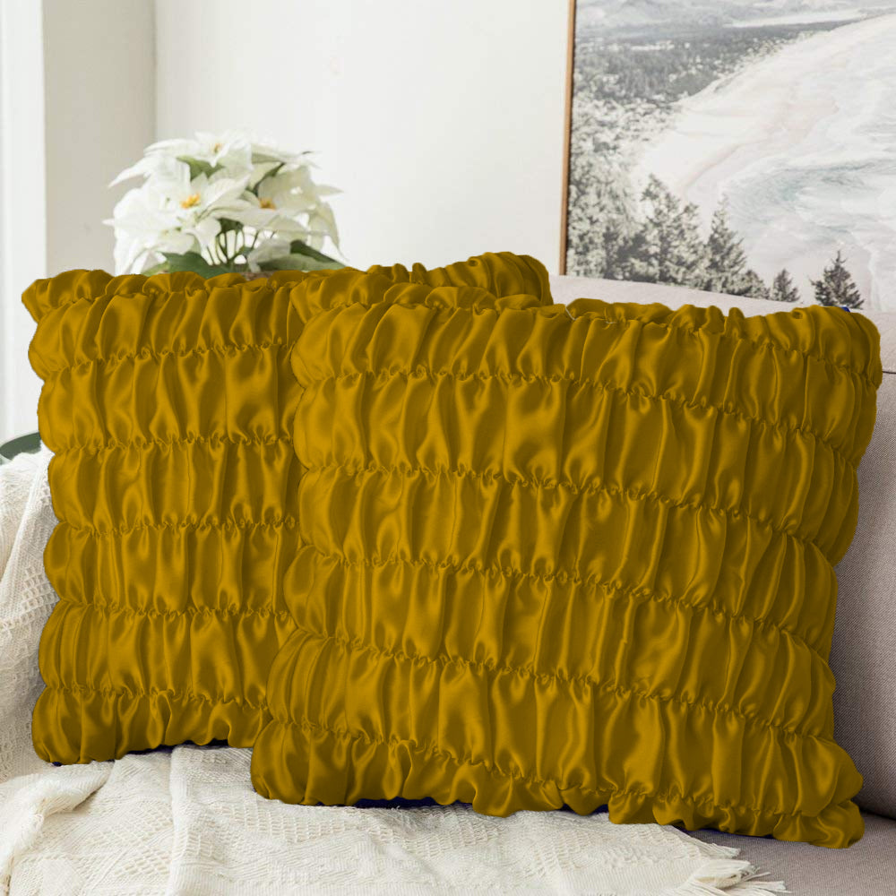 Soft Gather Cushion (Pair) - Gold / Cover only