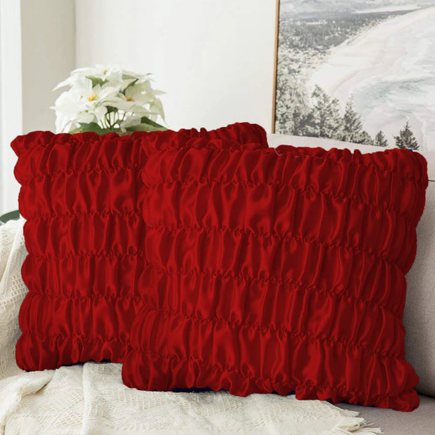 Soft Gather Cushion (Pair) - Red / Cover only