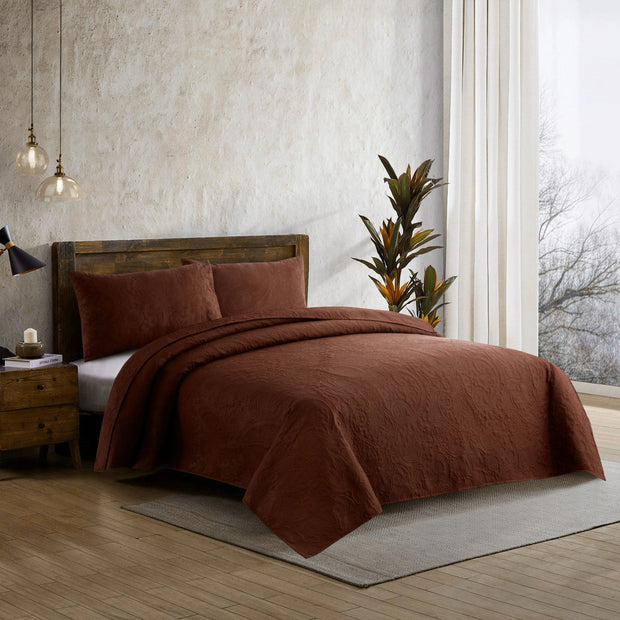 Blush Leaf Bedspread - Dark Brown