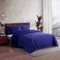 Blush Leaf Bedspread - Navy