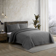 Blush Leaf Bedspread - Dark Grey