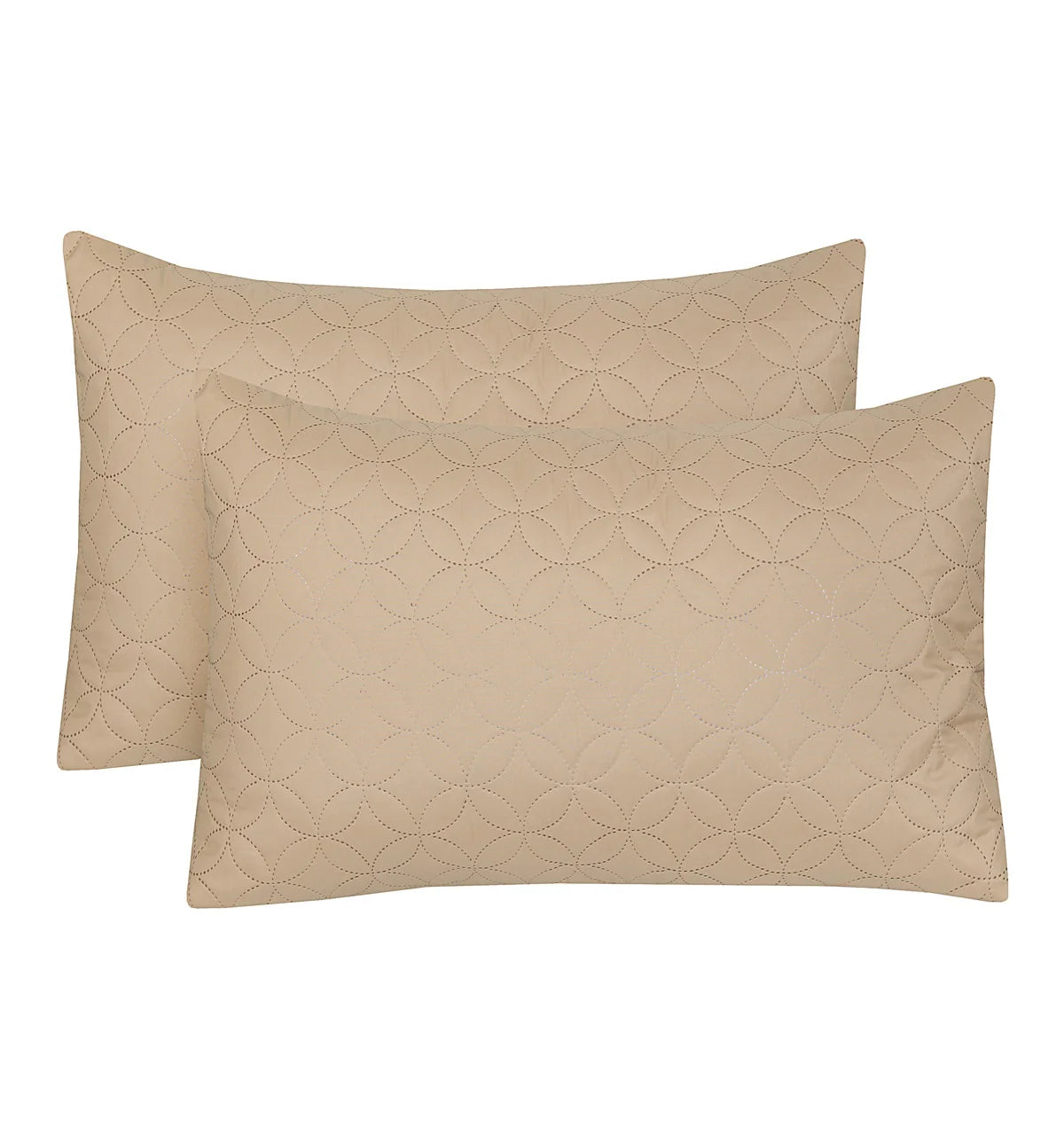 Ultra Sonic Quilted Pillow Covers - Light Brown / Pack of 2