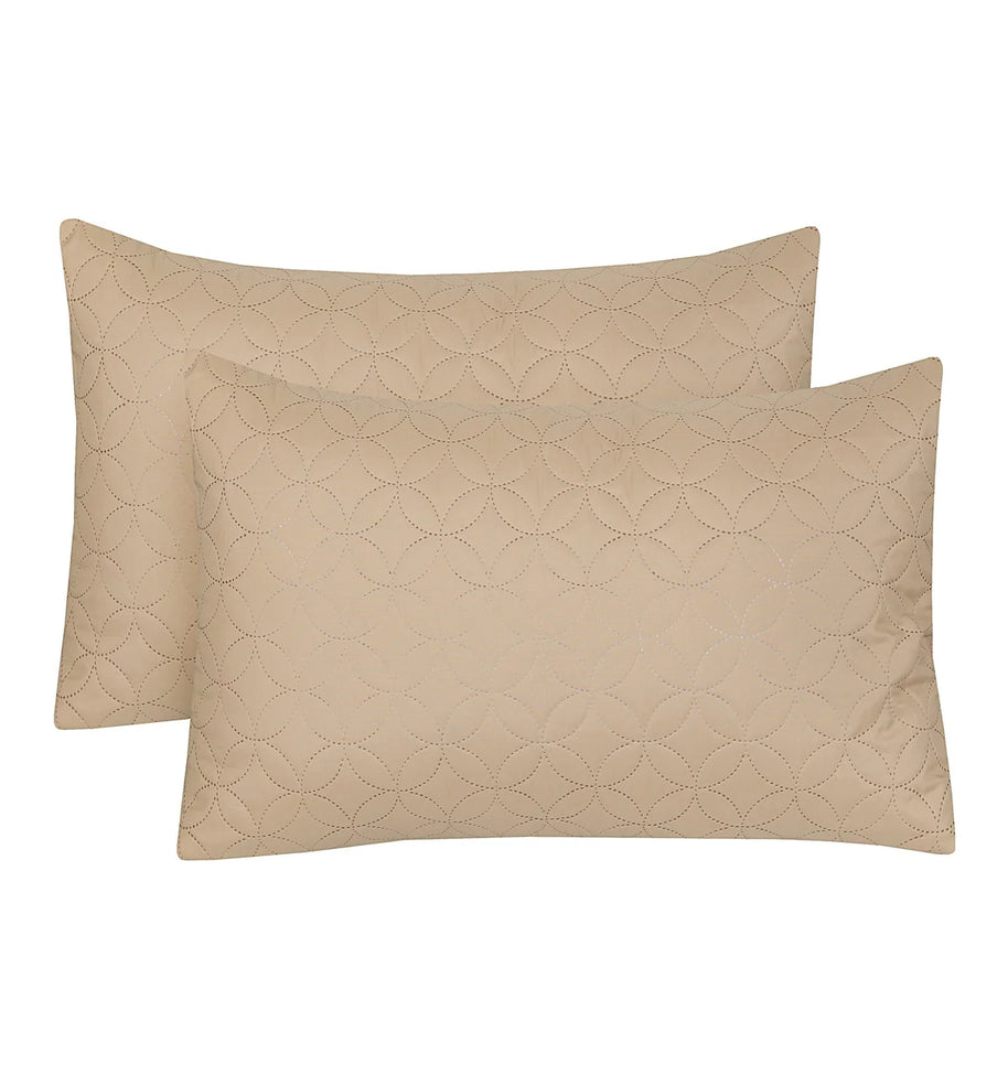 Ultra Sonic Quilted Pillow Covers - Light Brown / Pack of 2