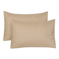 Ultra Sonic Quilted Pillow Covers - Light Brown / Pack of 2