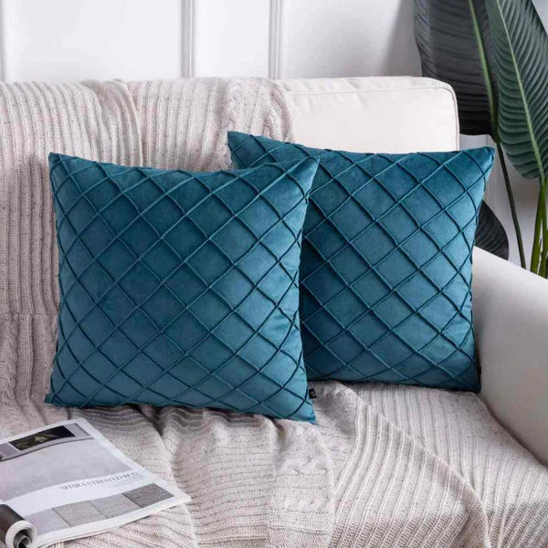 Woven Lattice Cushion (Pair) - Cover only / Teal