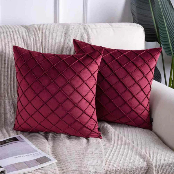 Woven Lattice Cushion (Pair) - Cover only / Maroon