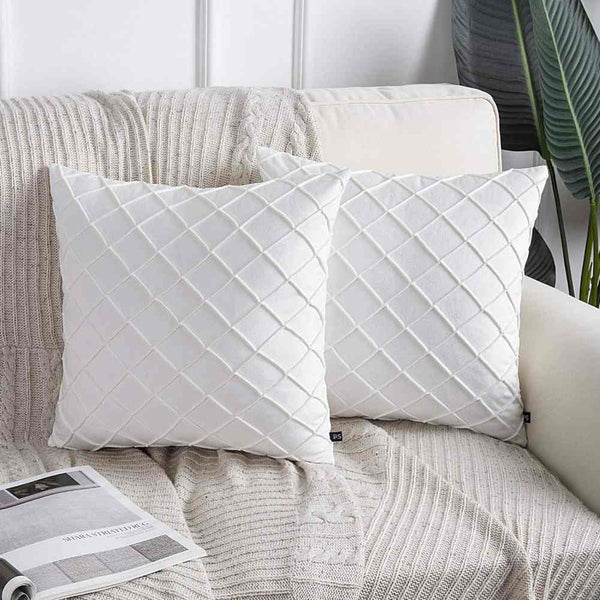 Woven Lattice Cushion (Pair) - Cover only / White