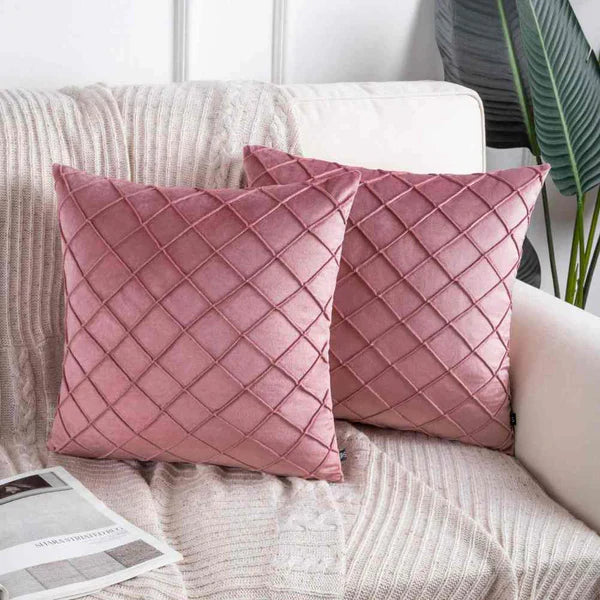 Woven Lattice Cushion (Pair) - Cover only / Pink