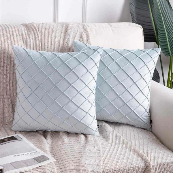 Woven Lattice Cushion (Pair) - Cover only / Sky Blue