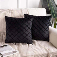 Woven Lattice Cushion (Pair) - Cover only / Black