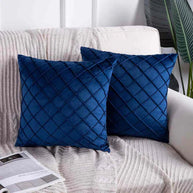 Woven Lattice Cushion (Pair) - Cover only / Blue