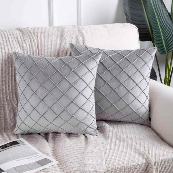 Woven Lattice Cushion (Pair) - Cover only / Light Grey